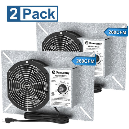 Denwenny 260CFM Crawl Space Ventilator Fan, 6.7 Inch Vent Fan with humidistat Dehumidistat (2Pack)