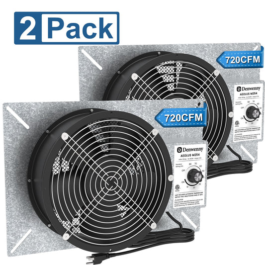 Denwenny 720CFM IP55 Rated High Flow Powered Crawl Space Ventilation Fans, 10" Vent Fan with humidistat,Dehumidistat (2 Pack)